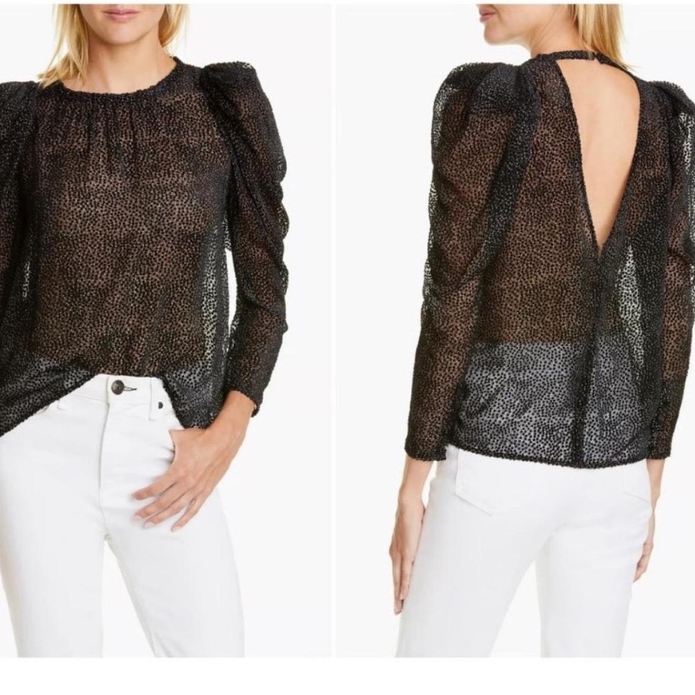 ba&sh Black Sheer Blouse with Open Back